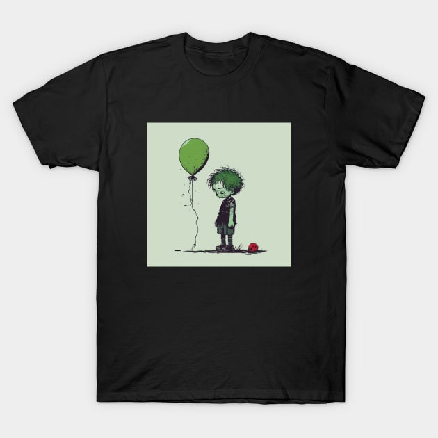 Illustration of Upset Zombie and Balloon T-Shirt by KOTYA